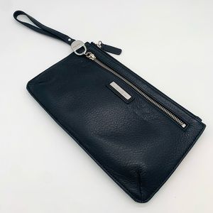 Calvin Klein Black Leather Wristlet